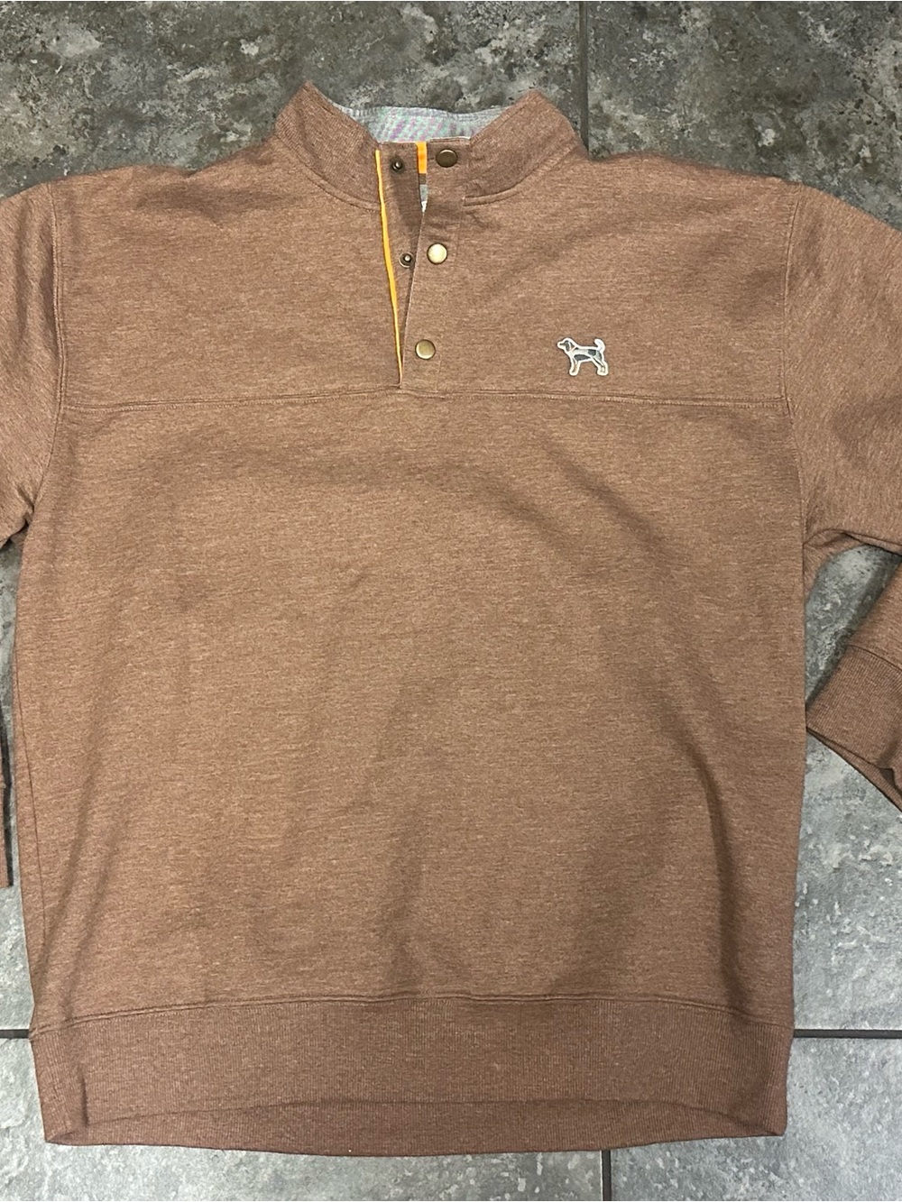 Volunteer Traditions 1/4 Button Pullover Size Large Heather Brown
